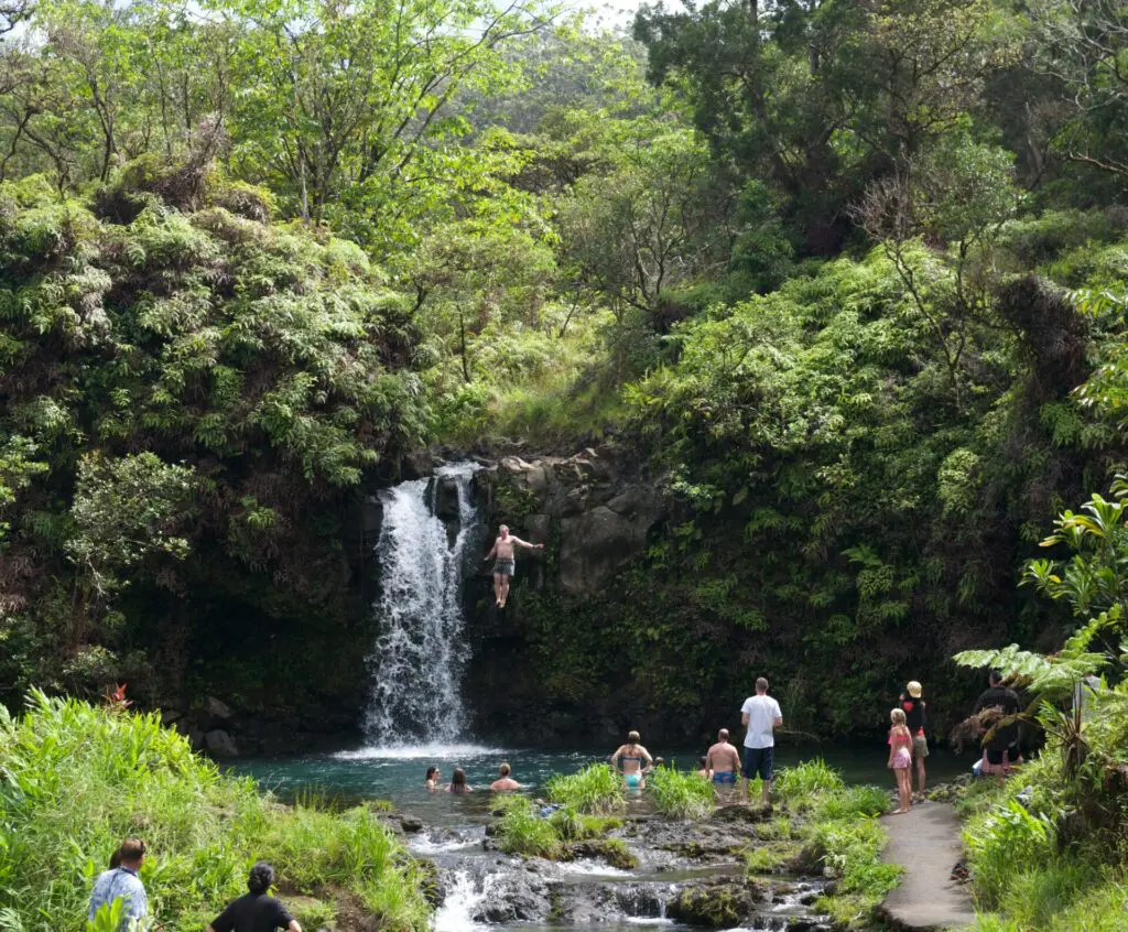 Pua'a Ka'a State Park, a rainforest park covering 5 acres, can be found on the Hana Highway, approximately 39 miles east of Kahului. Visitors have the opportunity to enjoy stunning waterfalls and pools, as well as access to picnic areas and rest amenities. 