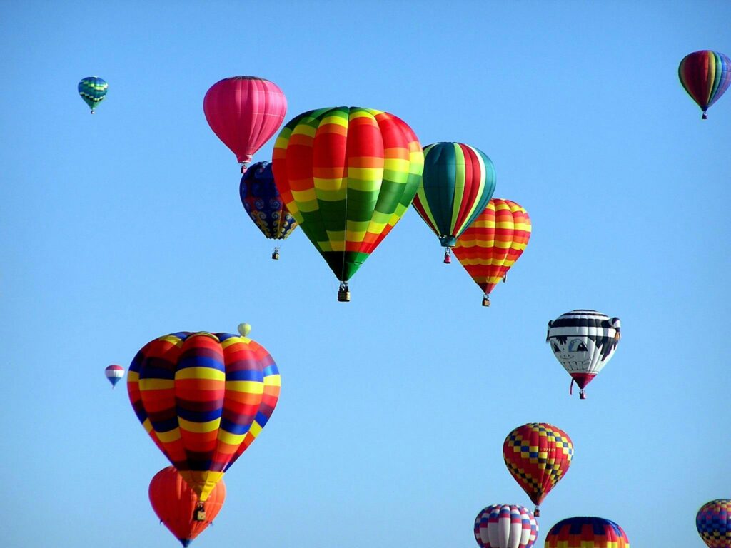 floating hot air balloons