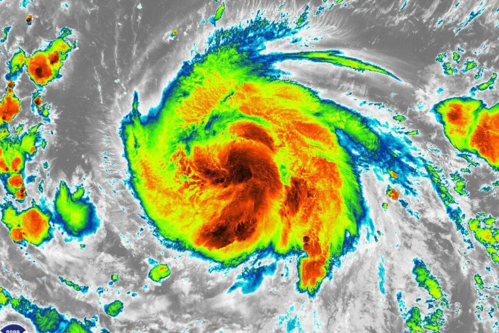 Satellite radar image of a hurricane.