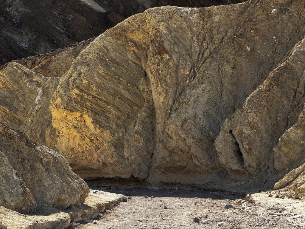 Yellow rock formations in Golden Canyon